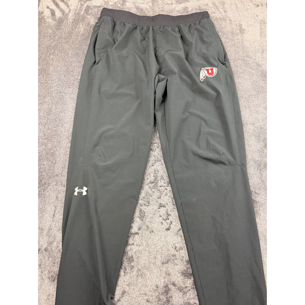 Team Issued Under Armour Utah Utes Mens XL Gray Athletic Track Pants Zipper Ankl